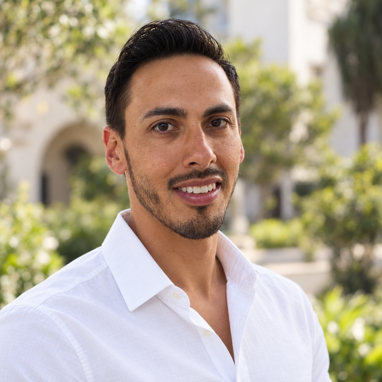 William Greene, Leasing San Diego property manager, wearing a white shirt outdoors